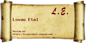 Lovas Etel névjegykártya
